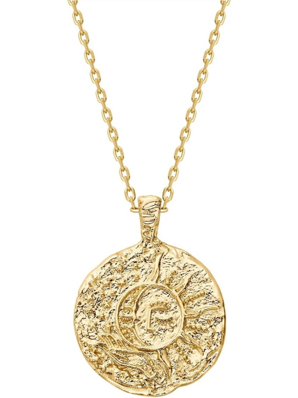 14K Gold Plated Engraved Coin Pendant Necklace for Women - Elegant Jewelry Gift